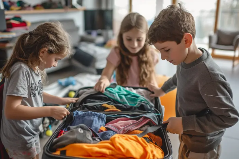 Kinder beim Kofferpacken